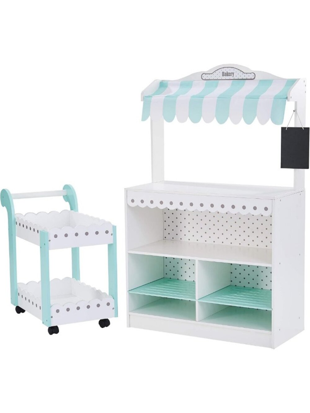 Interactive Wooden Bakery Play Set with Dessert Stand & Pastry Cart - 18 Pretend